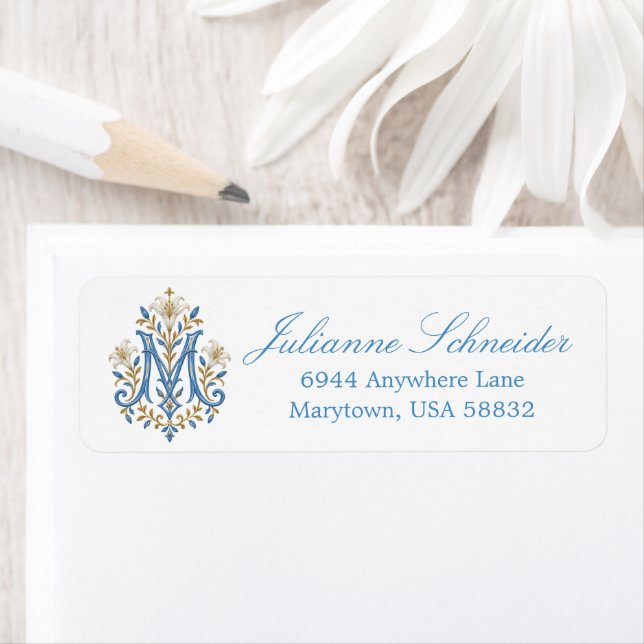 Catholic Marian Monogram Blue & Gold (Insitu)