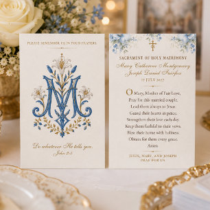 Catholic Marian Wedding Prayer Card