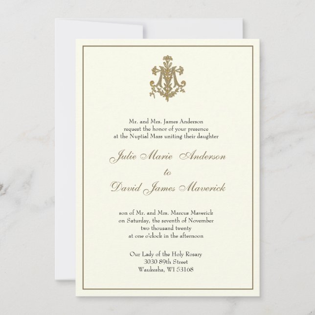 Catholic Marian Wedding Reception Combo Invitation (Front)