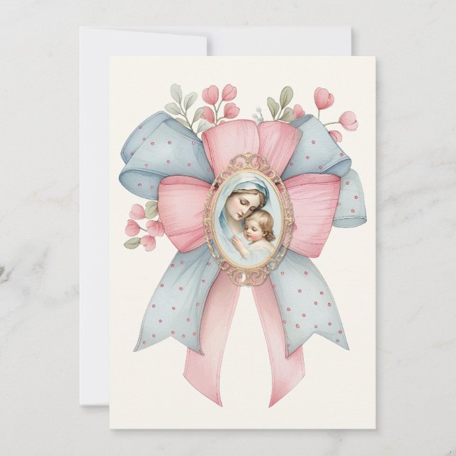 Catholic Mary and Jesus Floral Pink Blue (Front)