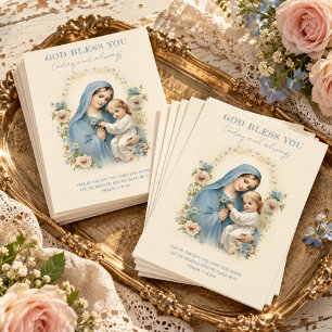 Catholic Mary and Jesus Floral Scripture Postcard
