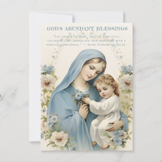 Catholic Mary and Jesus Floral Spiritual Quote (Front)