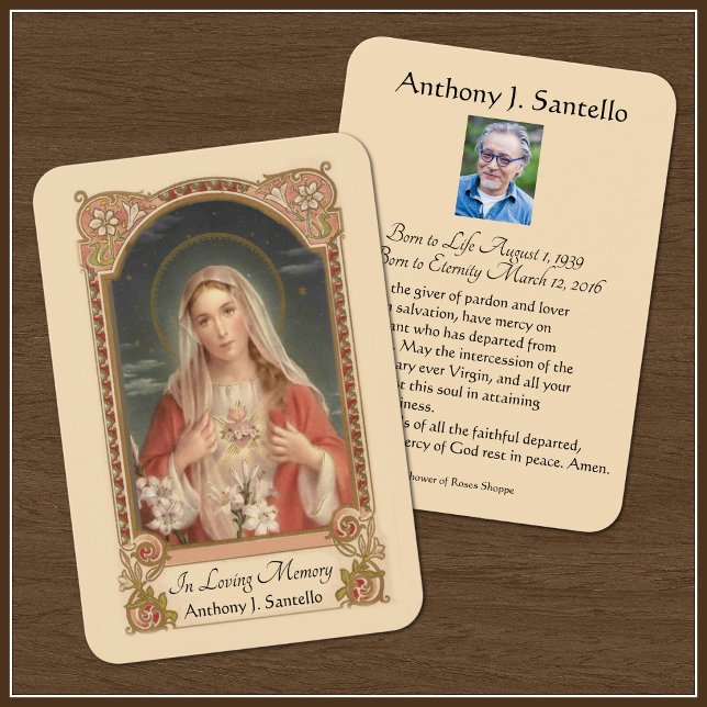Catholic Mary Funeral Memorial Prayer Holy Card (Creator Uploaded)