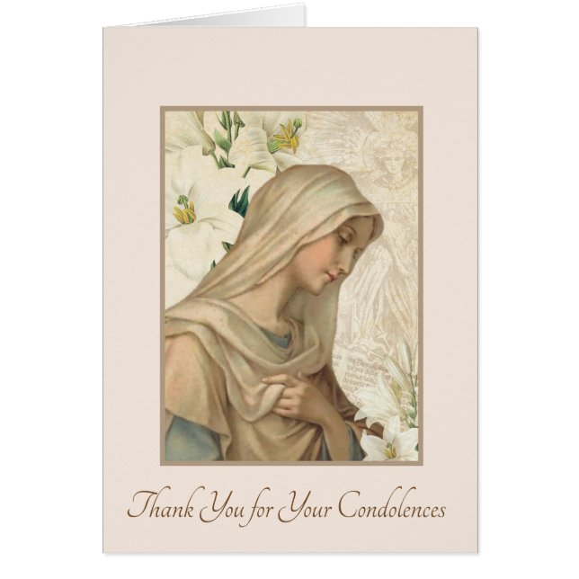 Catholic Mary Funeral Sympathy Holy Card Thank You (Front)
