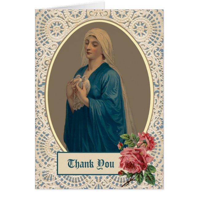 Catholic Mary Funeral Sympathy Holy Card Thank You (Front)