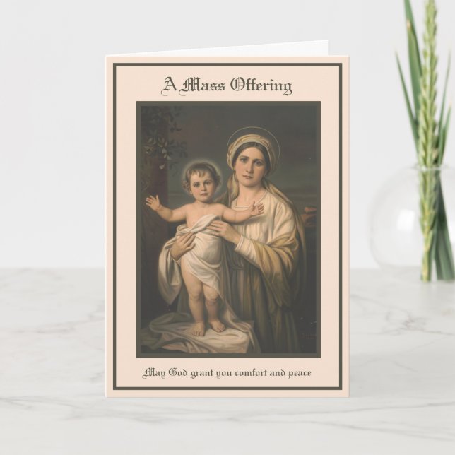 Catholic  Mary Jesus Sympathy Mass Offering Card (Front)