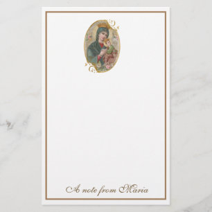 Catholic Mary Perpetual Help Jesus Elegant Stationery
