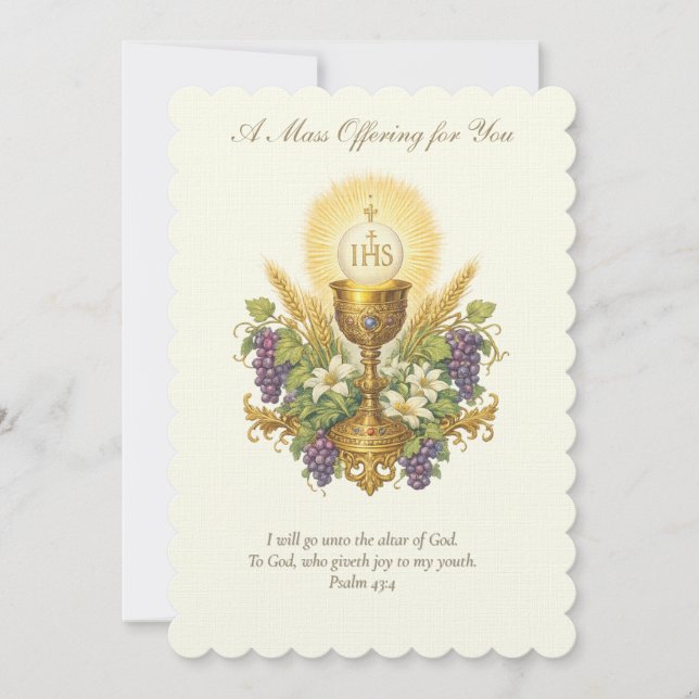 Catholic Mass Offering Chalice Floral Design Card (Front)