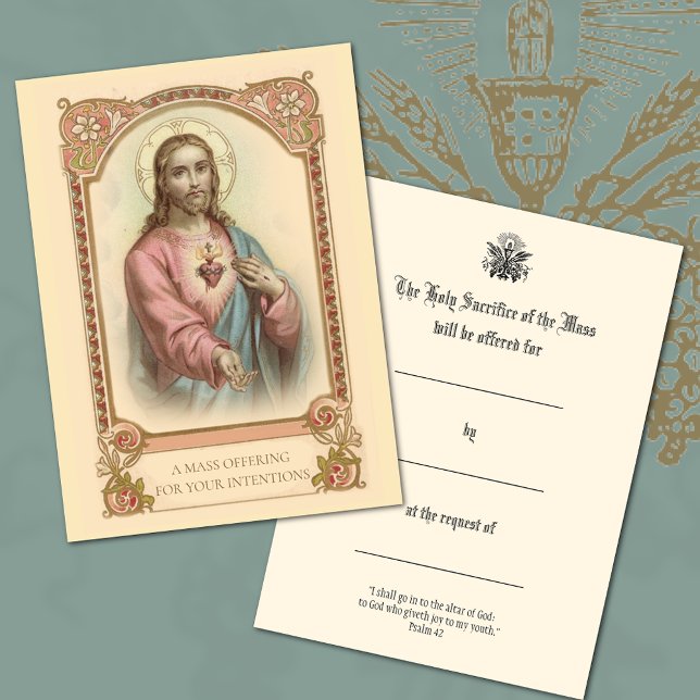 Catholic Mass Offering  Jesus Holy Cards (Easy to personalize! )