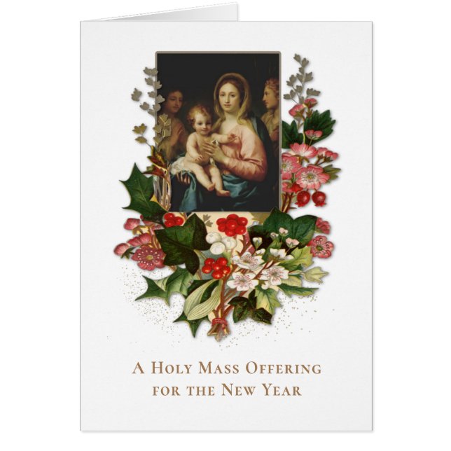 Catholic Mass Offering Jesus Mary New Year (Front)