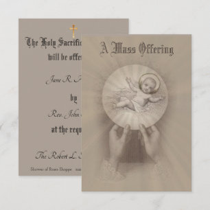 Catholic Mass Offering Memorial with Baby Jesus Invitation