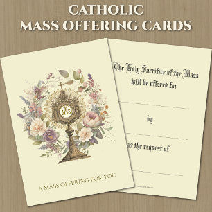 Catholic Mass Offering  Monstrance Floral  Card