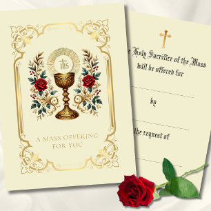 Catholic Mass Offering  Monstrance Floral  Place Card