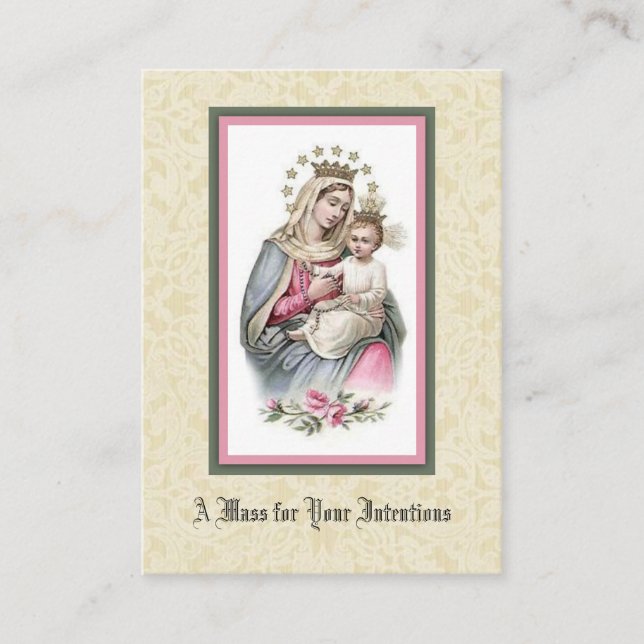 Catholic Mass Offering Queen Mary Jesus Business Card (Front)