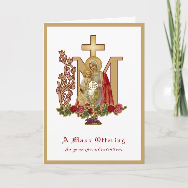 Catholic Mass Offering Virgin Mary Jesus Card (Front)
