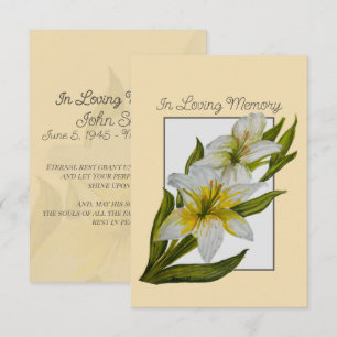 Catholic Memorial Remembrance Card Lilies