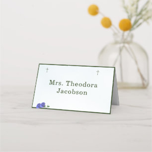 Catholic Misty Blue and Green Place Card