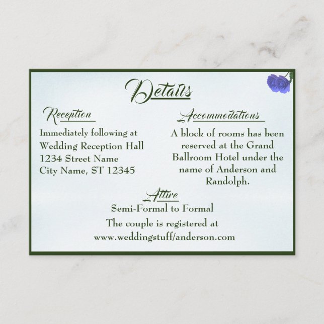 Catholic Misty-Blue & Green Wedding Enclosure Card (Front)