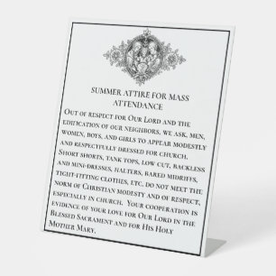 Catholic Modest Church Attire Guidelines Pedestal Sign