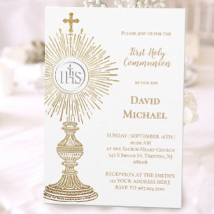 Catholic monstrance design   First Holy Communion Invitation