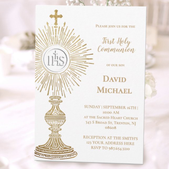 Catholic monstrance design | First Holy Communion Invitation (Creator Uploaded)