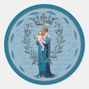 Catholic Mother Help of Christians Jesus Religious Classic Round Sticker