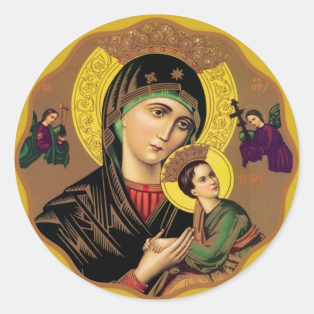 Catholic Mother of Perpetual Help Religious  Icon Classic Round Sticker (Front)