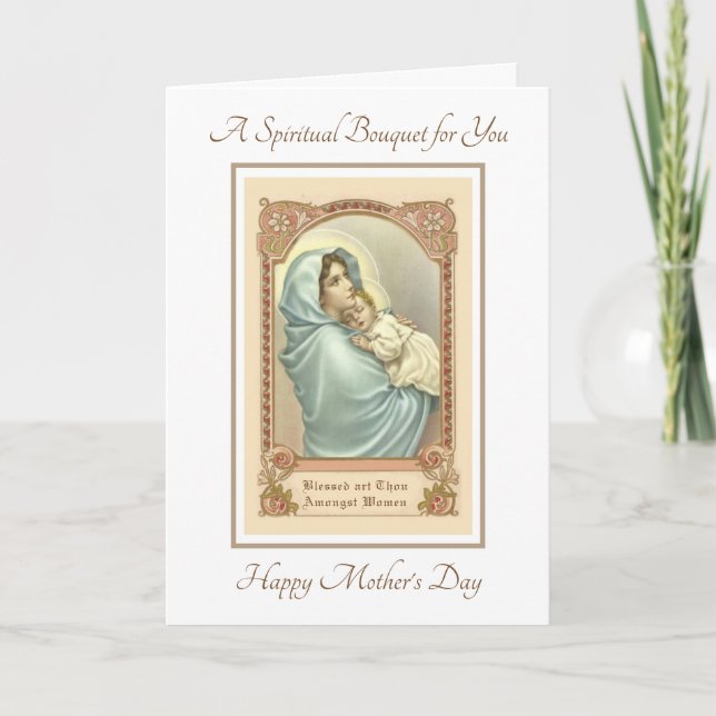 Catholic Mothers Day Spiritual Bouquet Prayers Card (Front)