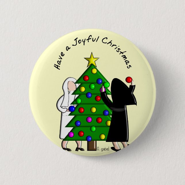 Catholic Nun Art Christmas Cards & Gifts 6 Cm Round Badge (Front)