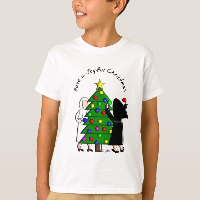 Catholic Nun Art Christmas Cards & Gifts T-Shirt (Front)