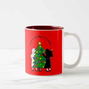 Catholic Nun Art Christmas Cards & Gifts Two-Tone Coffee Mug
