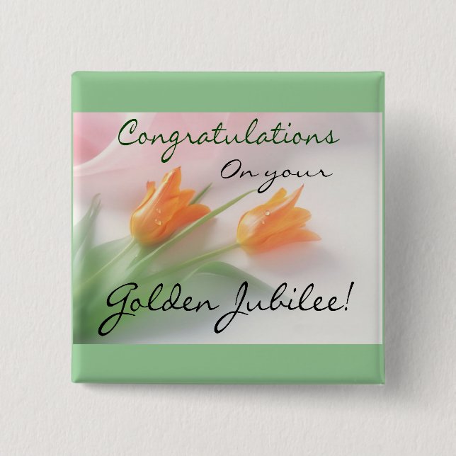 Catholic Nun "Golden Jubilee" Cards & Gifts 15 Cm Square Badge (Front)