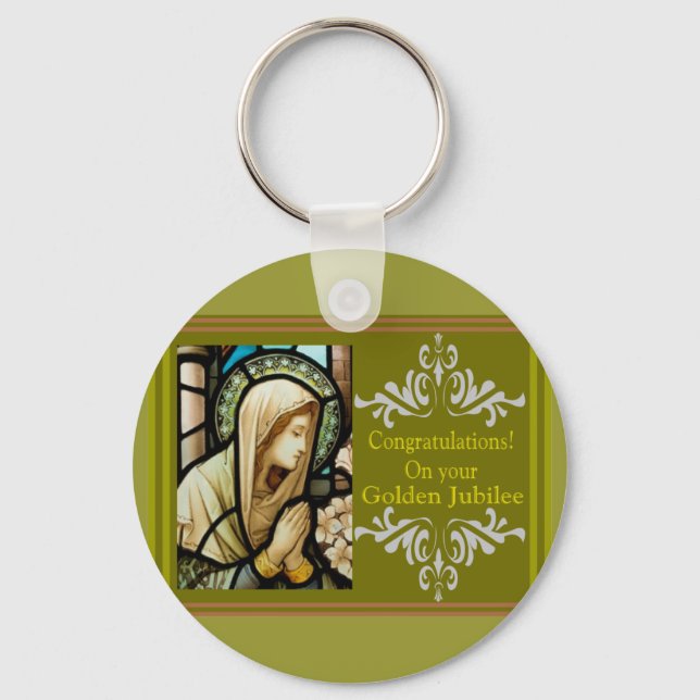 Catholic Nun "Golden Jubilee" Cards & Gifts Key Ring (Front)