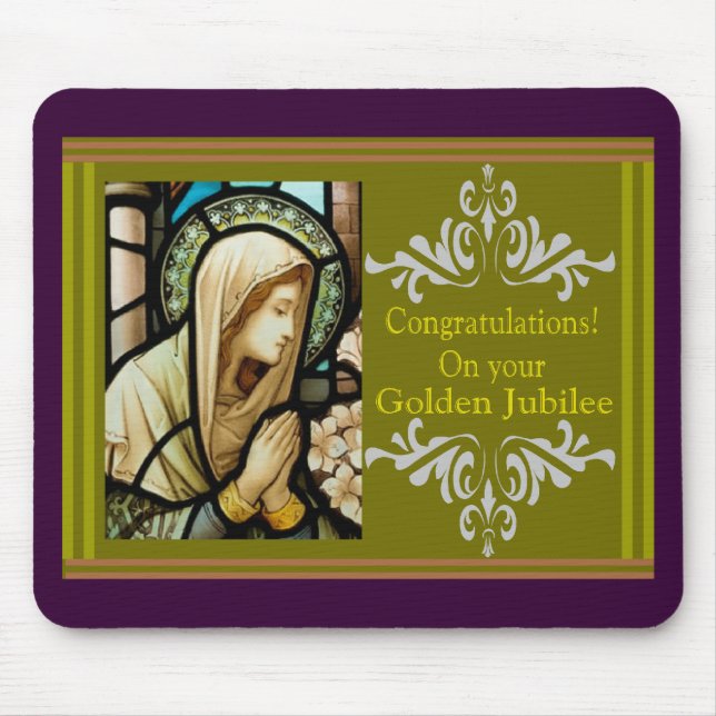 Catholic Nun "Golden Jubilee" Cards & Gifts Mouse Mat (Front)