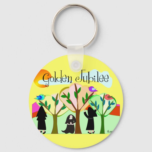 Catholic Nun Golden Jubilee Gifts Key Ring (Front)