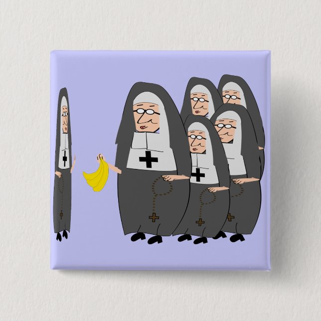 Catholic Nun Humour "Fat Sisters" 15 Cm Square Badge (Front)