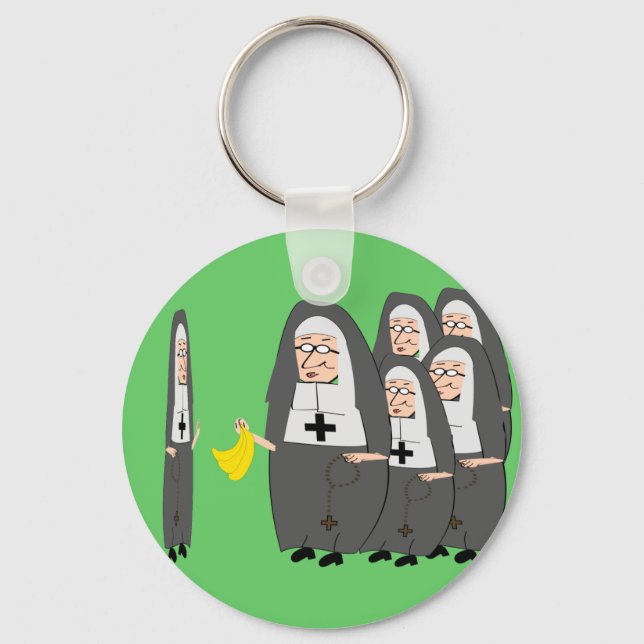 Catholic Nun Humour "Fat Sisters" Key Ring (Front)