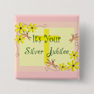 Catholic Nun Silver Jubilee Cards, Mugs, Tote Bags 15 Cm Square Badge