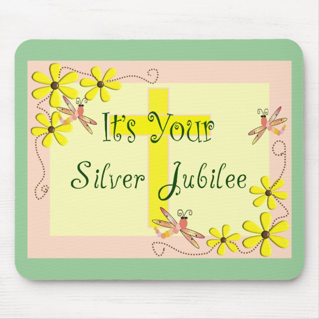 Catholic Nun Silver Jubilee Cards, Mugs, Tote Bags Mouse Mat (Front)