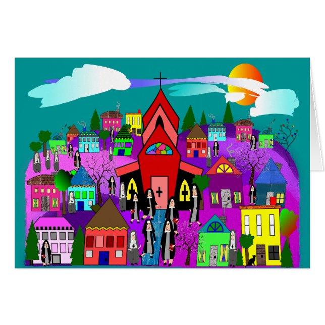 Catholic Nuns Art "Heading to Church" (Front Horizontal)