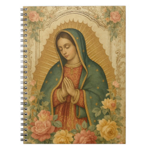 Catholic Our Lady of Guadalupe Vintage Floral Notebook