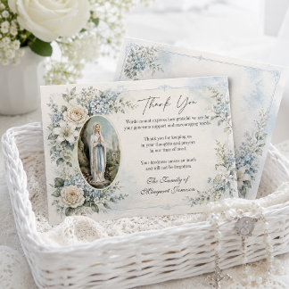 Catholic Our Lady of Lourdes Funeral Thank You Card