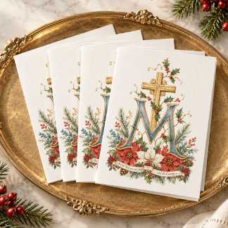 Catholic Parish Marian Monogram Christmas Card