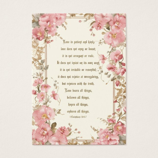 Catholic Pink Floral Wedding Scripture Prayer (Front)