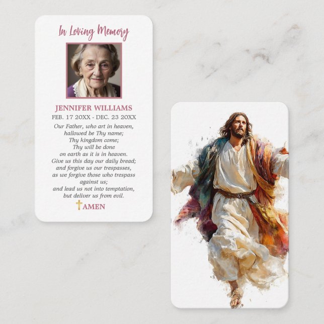 Catholic Prayer Card Jesus The Lord's Prayer (Front/Back)