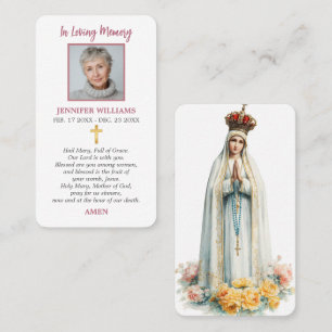 Catholic Prayer Card Our Lady of Fatima