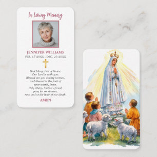 Catholic Prayer Card Our Lady of Fatima Holy Mary