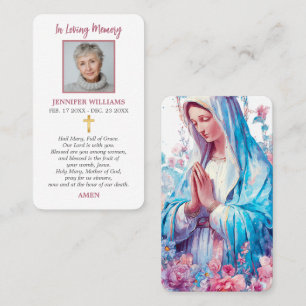 Catholic Prayer Card Our Lady of Peace Floral Mary