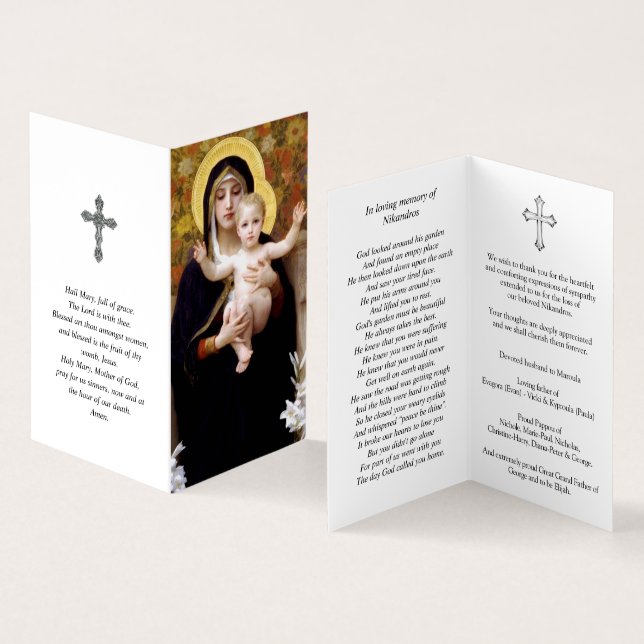 Catholic Prayer Cards | Madonna of Lilies (Inside and Outside)