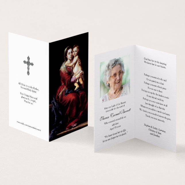 Catholic Prayer Cards | Madonna of the Rosary (Inside and Outside)